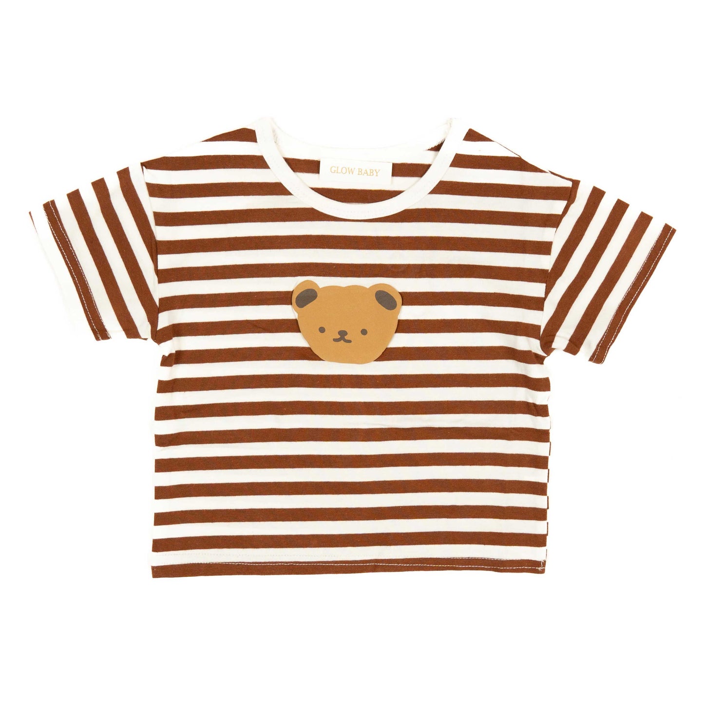 camiseta de rayas marron con oso