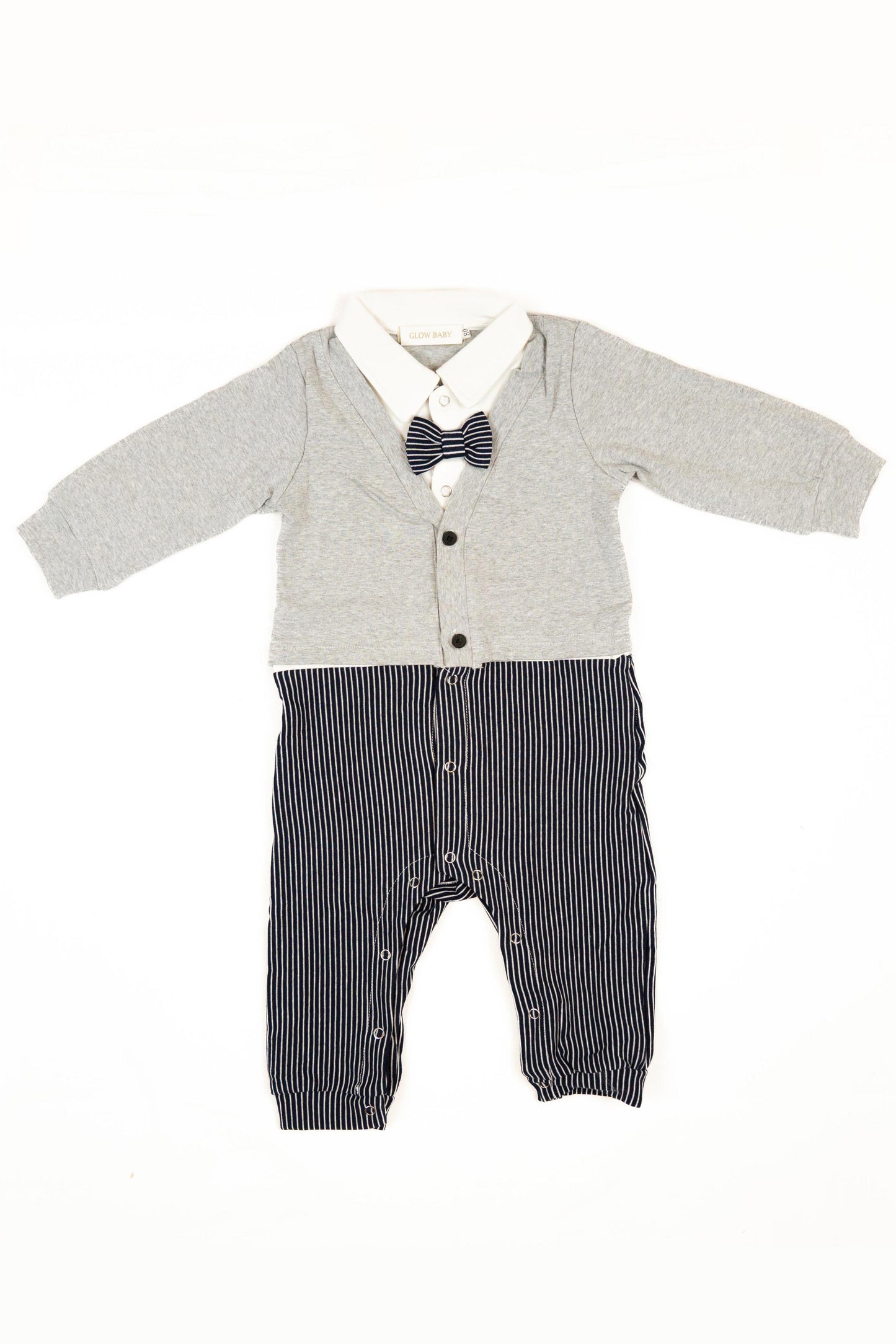 conjunto body mono pajarita color gris y negro